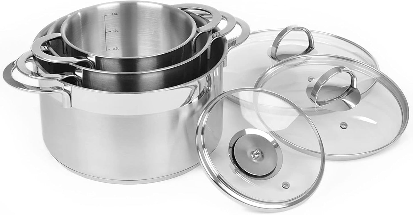 3-teiliges Topfset Pro-Line Serie für Induktion, Topf-Set Ø 16 cm + Ø 20 cm + Ø 24 cm