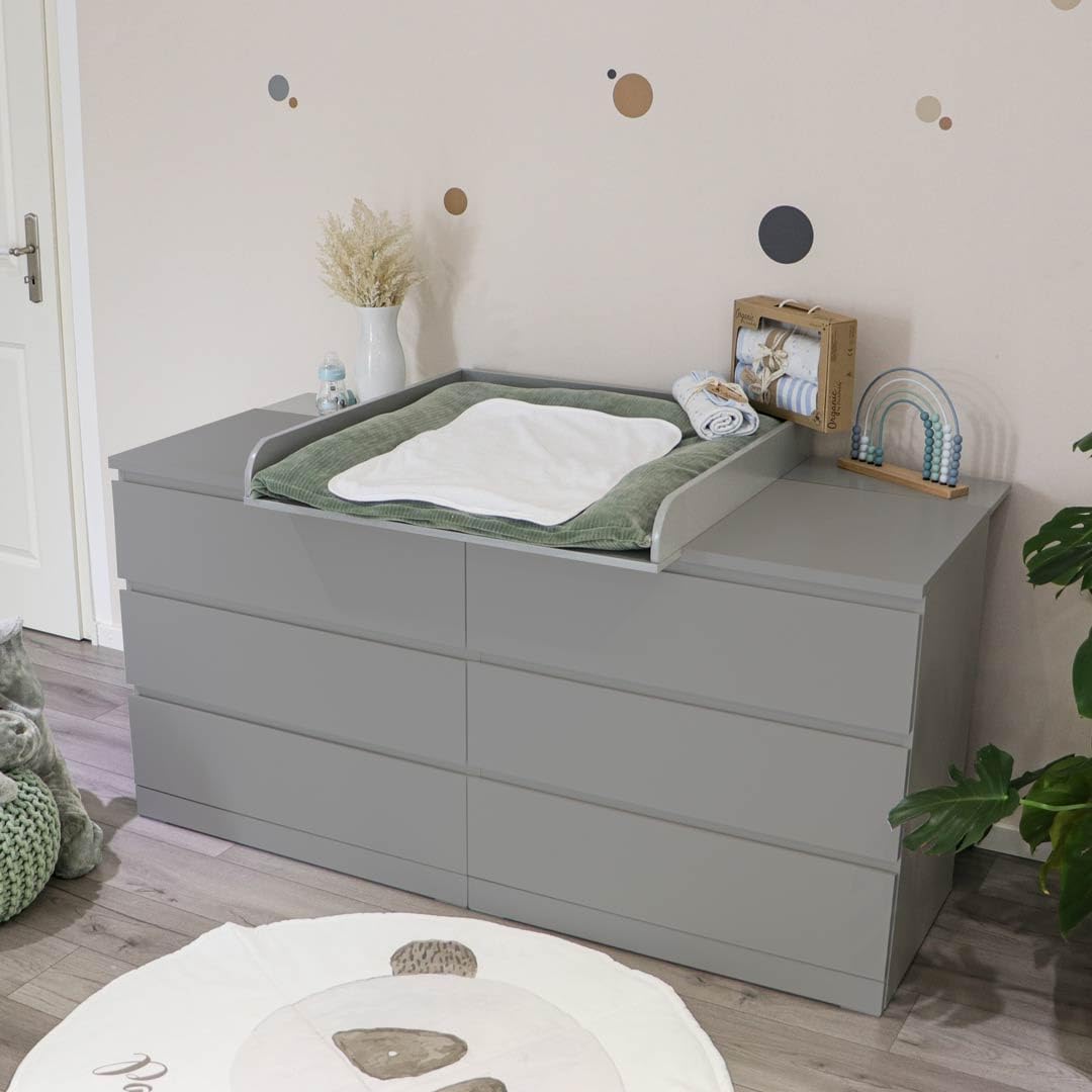Wickelaufsatz für Kommoden, Grau mit Blende Breite 160 cm