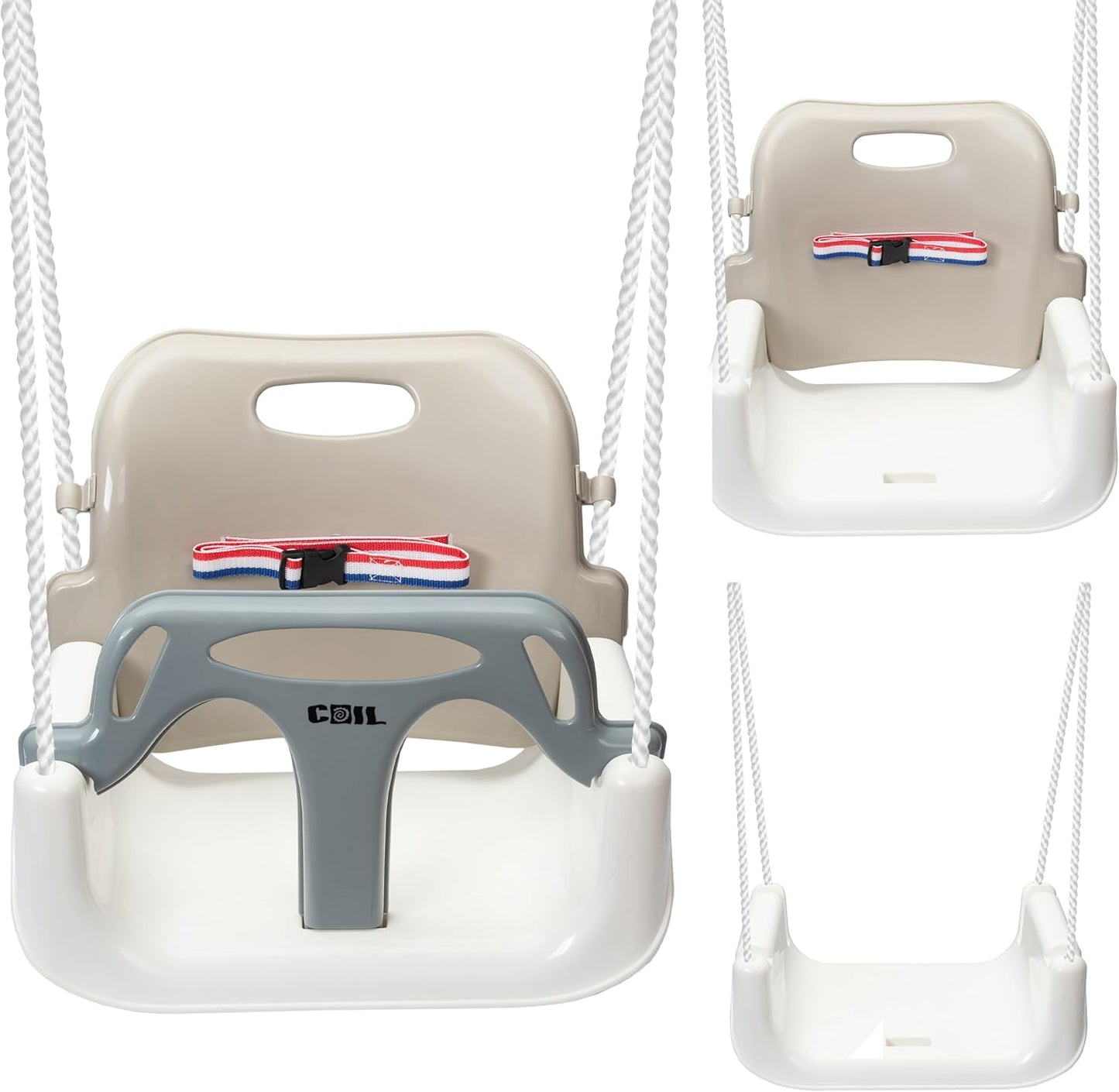 3-in-1 Kinderschaukel mit Rückenlehne, Beige