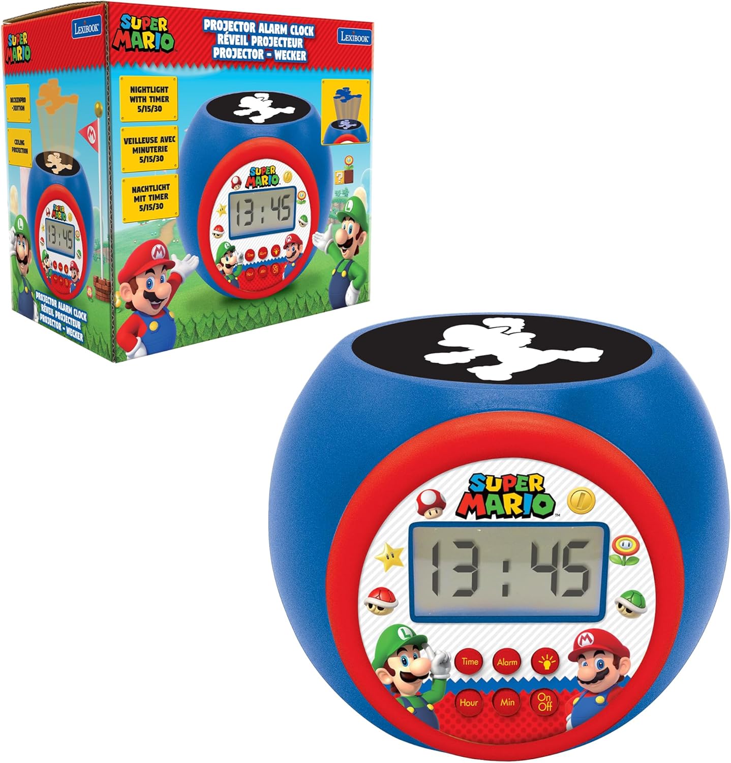Super Mario Projektorwecker mit Nachtlicht, Super Mario