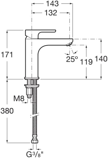 Badarmatur L20 A5A3B09C00, Verchromter Mischauslauf