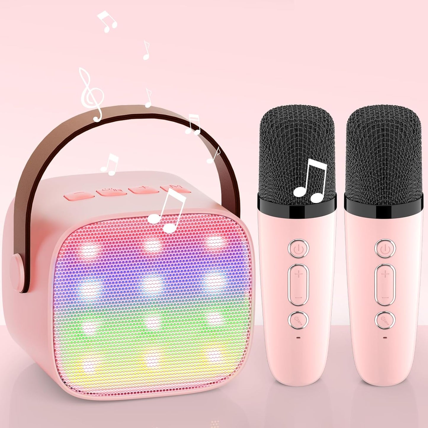 Karaoke-Maschine mit 2 Mikrofonen für Kinder, Ballerina Rosa-2 Mikrofone