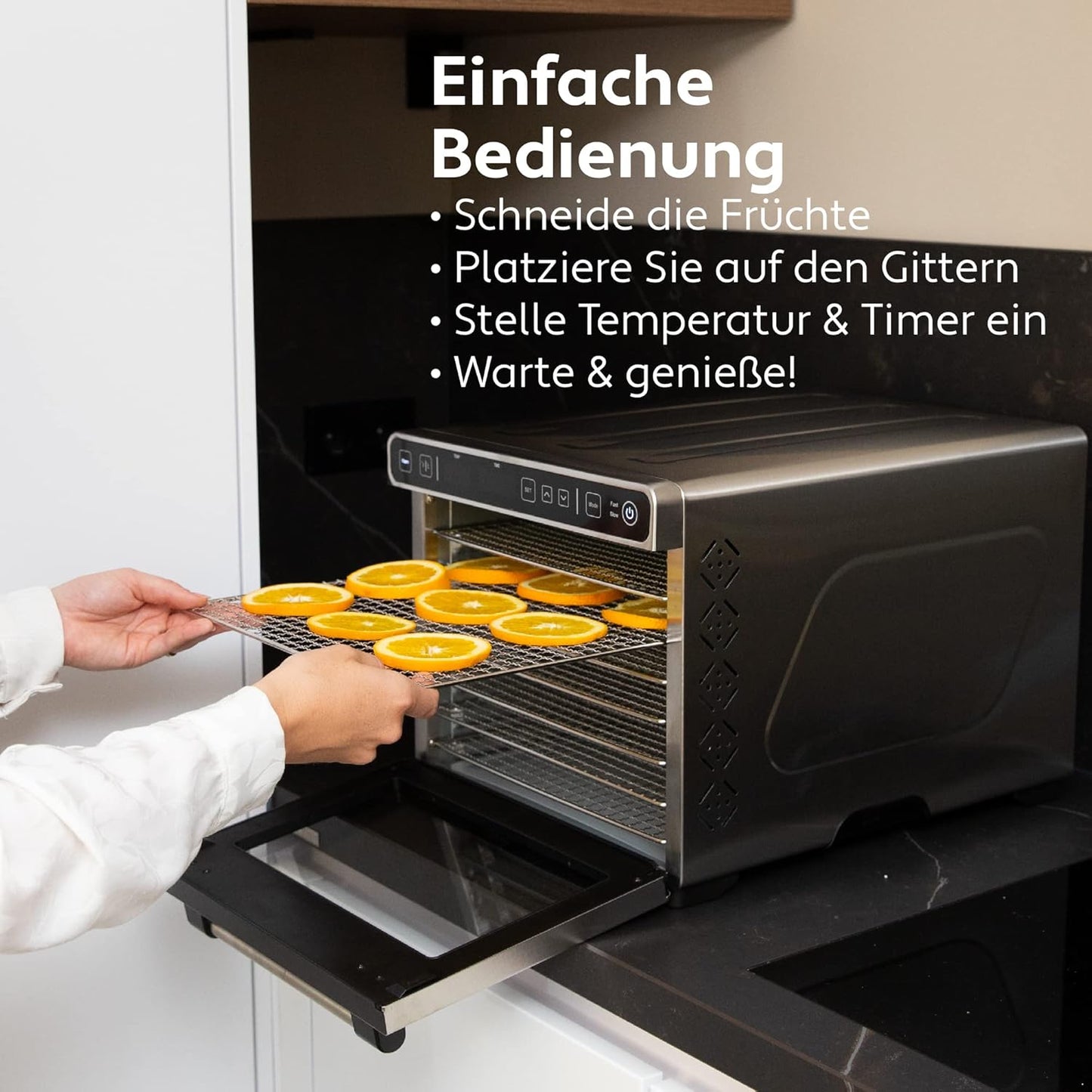 Dörrgerät mit 7 Edelstahlgittern, 7 Etagen Silber