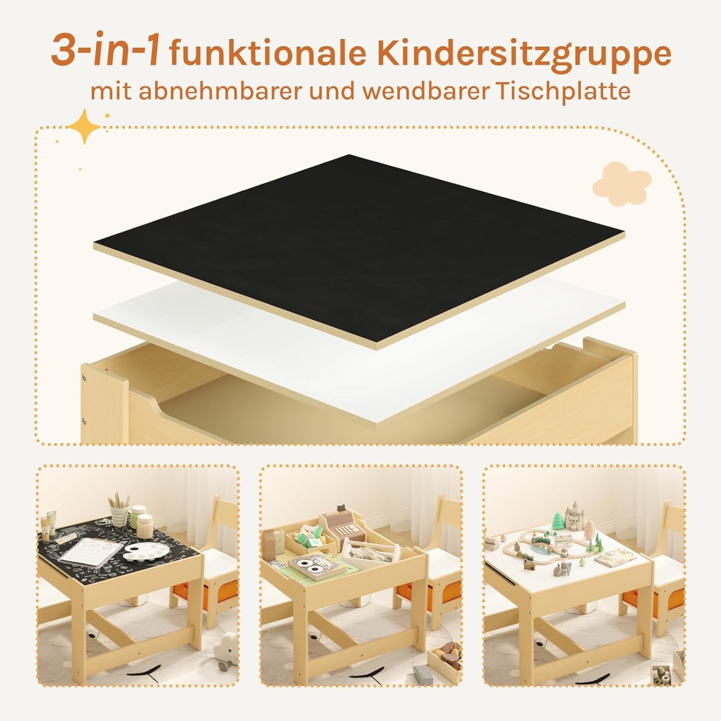 3-teilige Kindersitzgruppe mit Stauraum