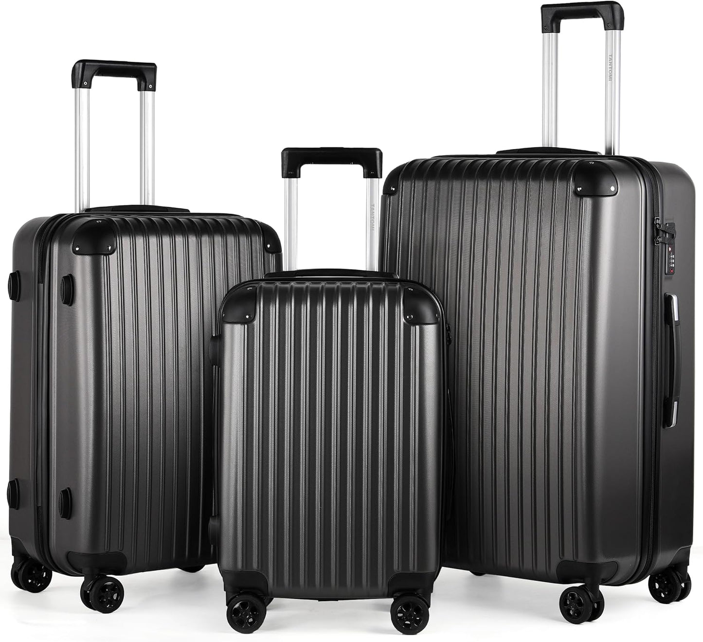 3-teiliges Hartschalen-Kofferset, Dunkelgrau Koffer Set(56/66/76 CM)