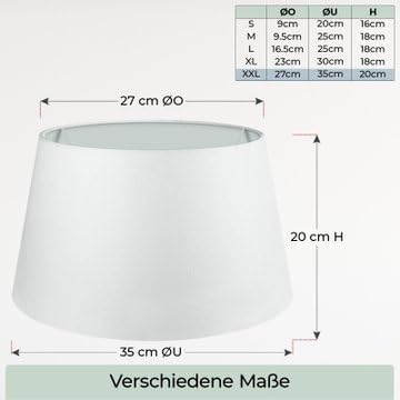 Lampenschirm, 35 cm, Weiss XXL = ØU: 35cm | ØO: 27cm | H: 20cm