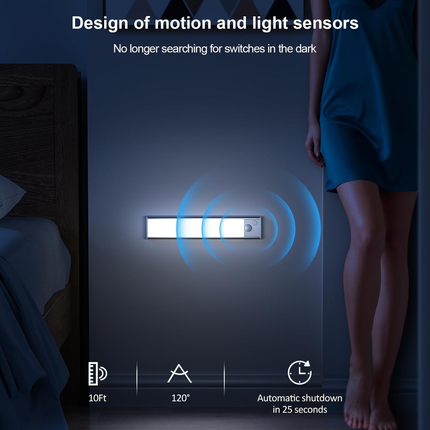 Kabellose LED-Unterbauleuchten mit Bewegungsmelder (5 Stück), 20CM-5 Stück Weiss