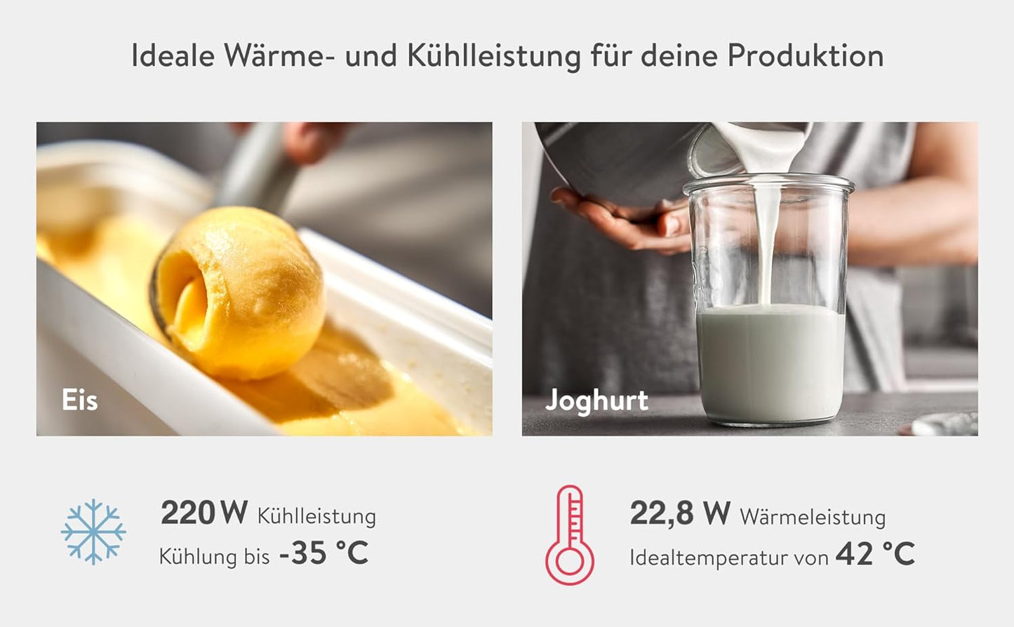 Eismaschine Elisa, Elisa + 2 Aufbewahrungsbehälter Mint