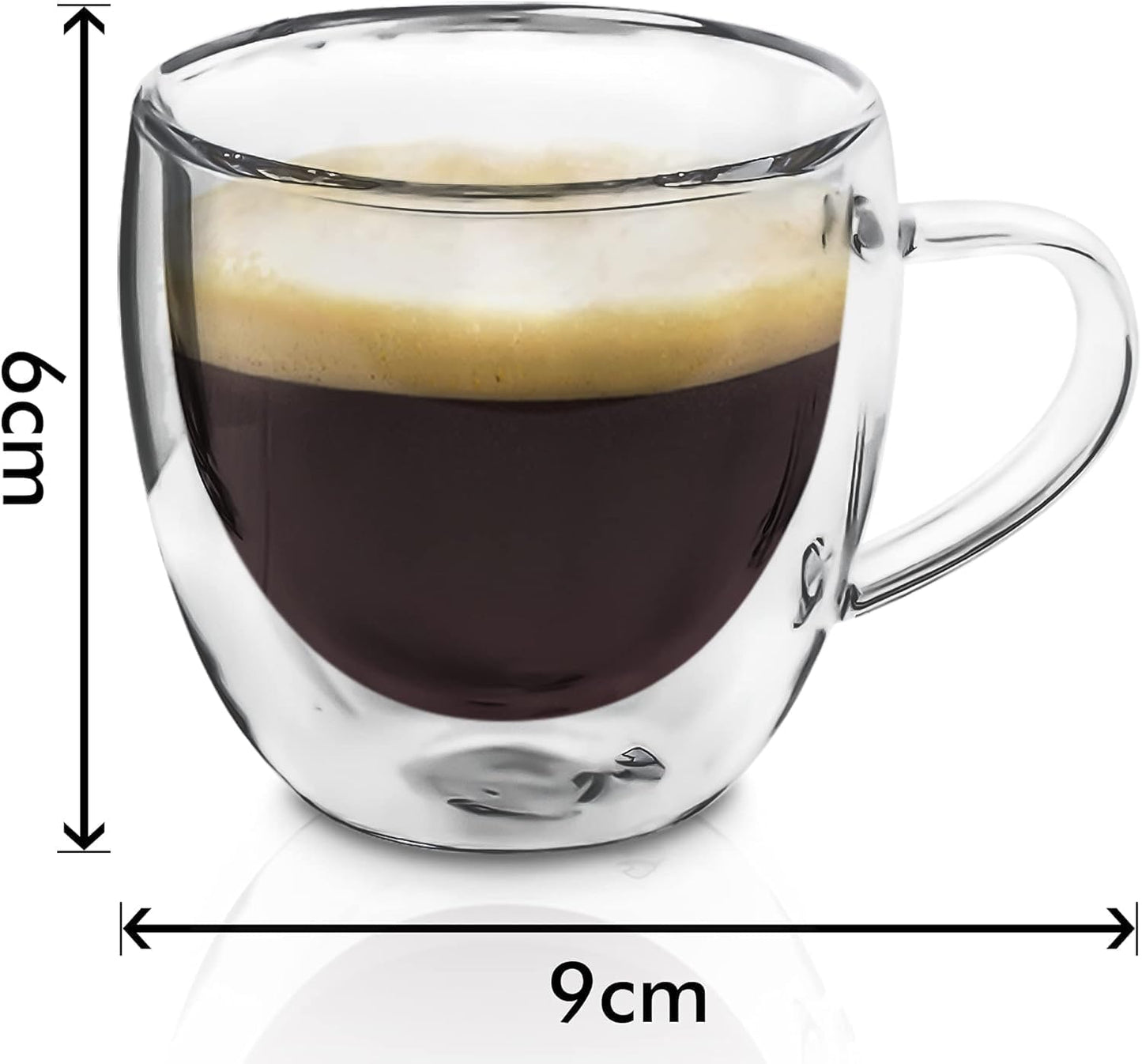 Doppelwandige Espressotassen 4er-Set, 4er Set mit Henkel