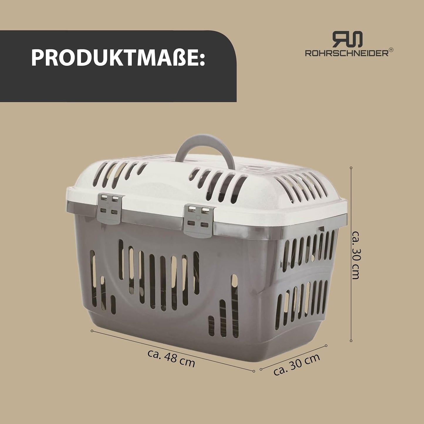 Transportbox für Katzen mit Griff, Grau