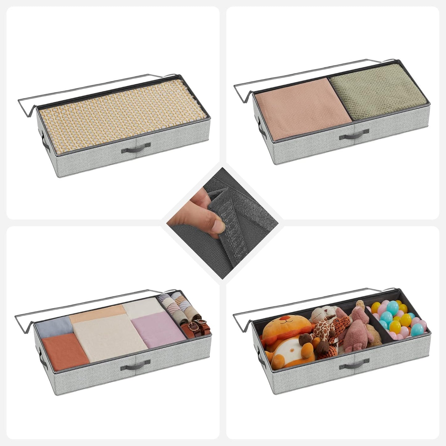 2-teiliges Unterbettkommode-Set RUB002G01 mit Trennwand, 82 x 40 x 15 cm, 2