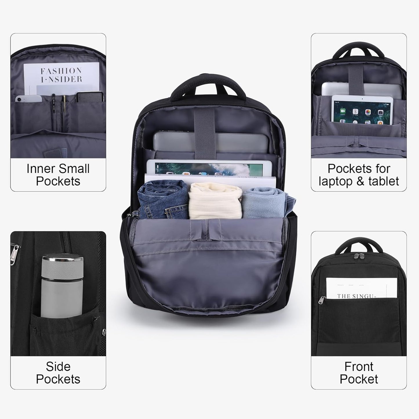 Wasserdichter Laptoprucksack mit Diebstahlschutz, 1-black
