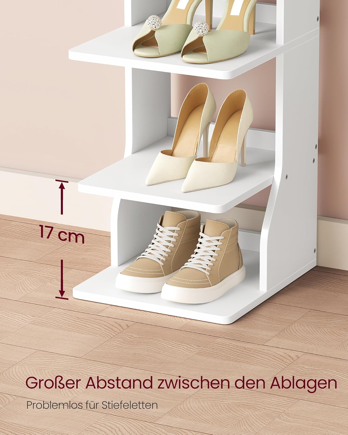 Schuhregal mit 9 Ebenen, 9 Levels Mattweiss