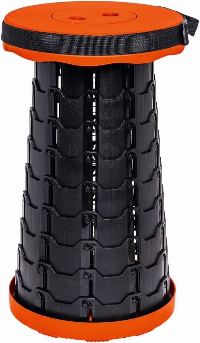 Höhenverstellbarer Klapphocker AV00010, Orange / Schwarz Standard
