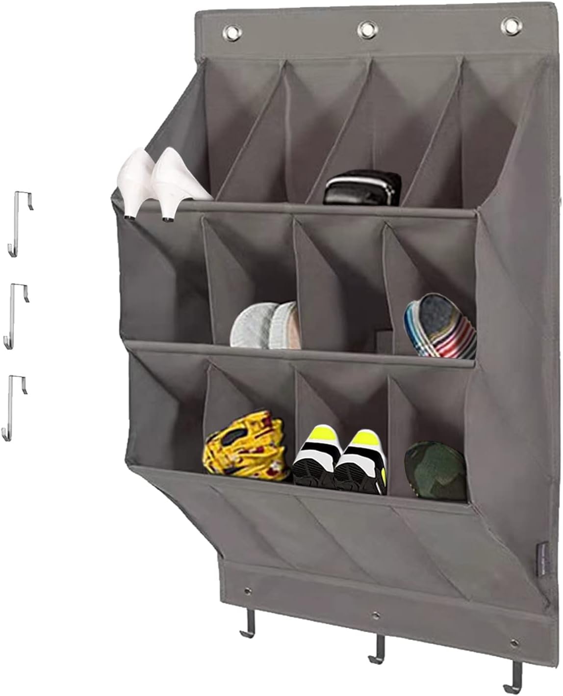 Hängender Schuh-Organizer für die Tür, 12 Taschen-Grau