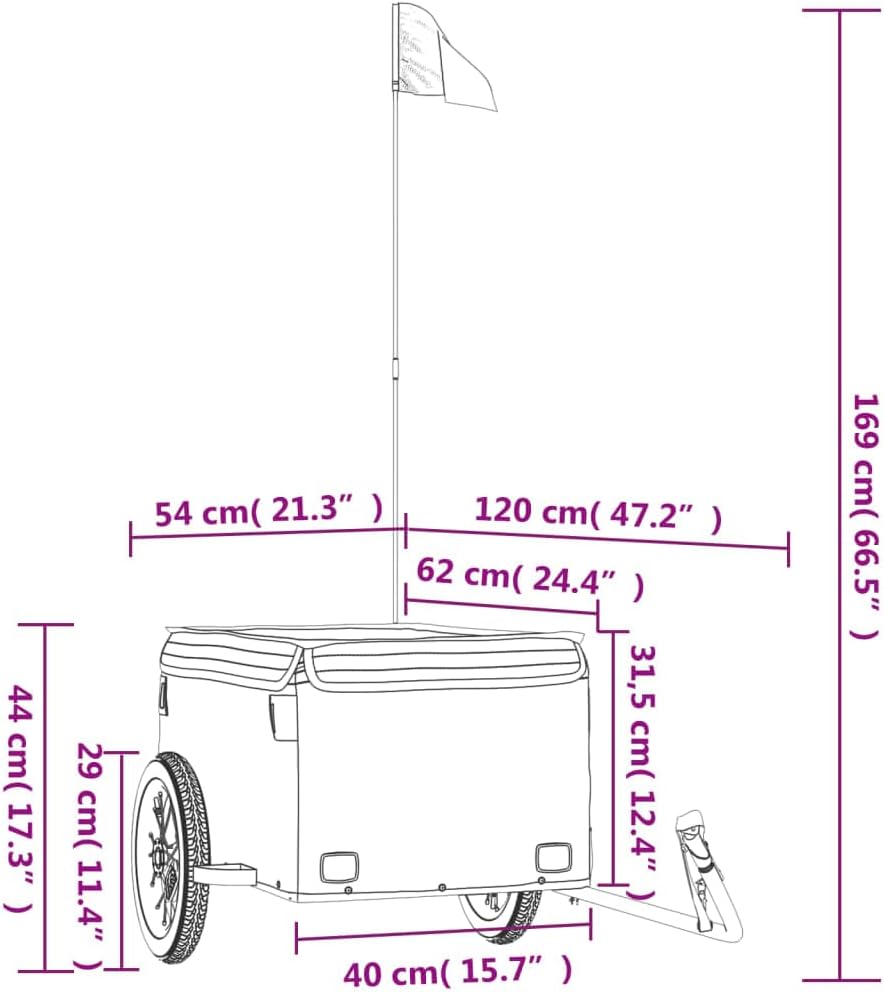 Lastenanhänger Velo, Grau 120 x 54 x 44 cm