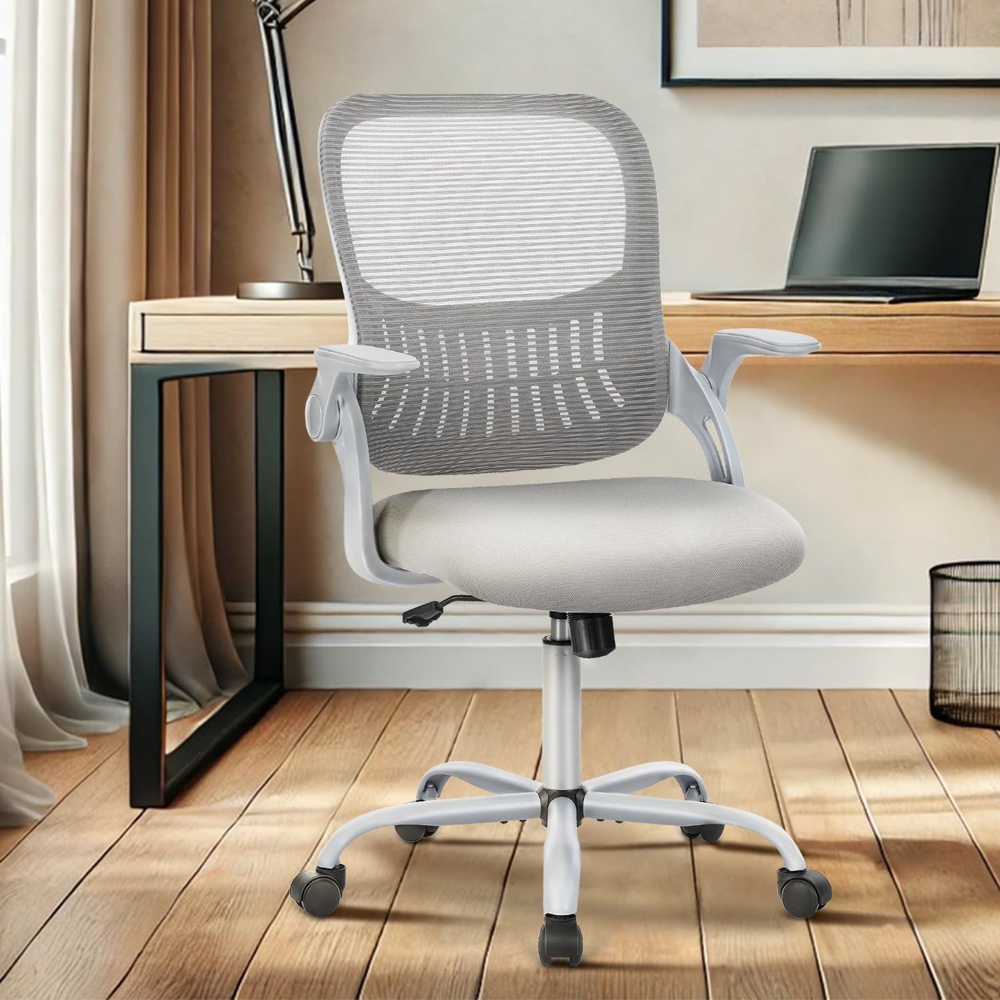 Ergonomischer Bürostuhl mit Lendenwirbelstütze, Verstellbare Armlehnen-gray