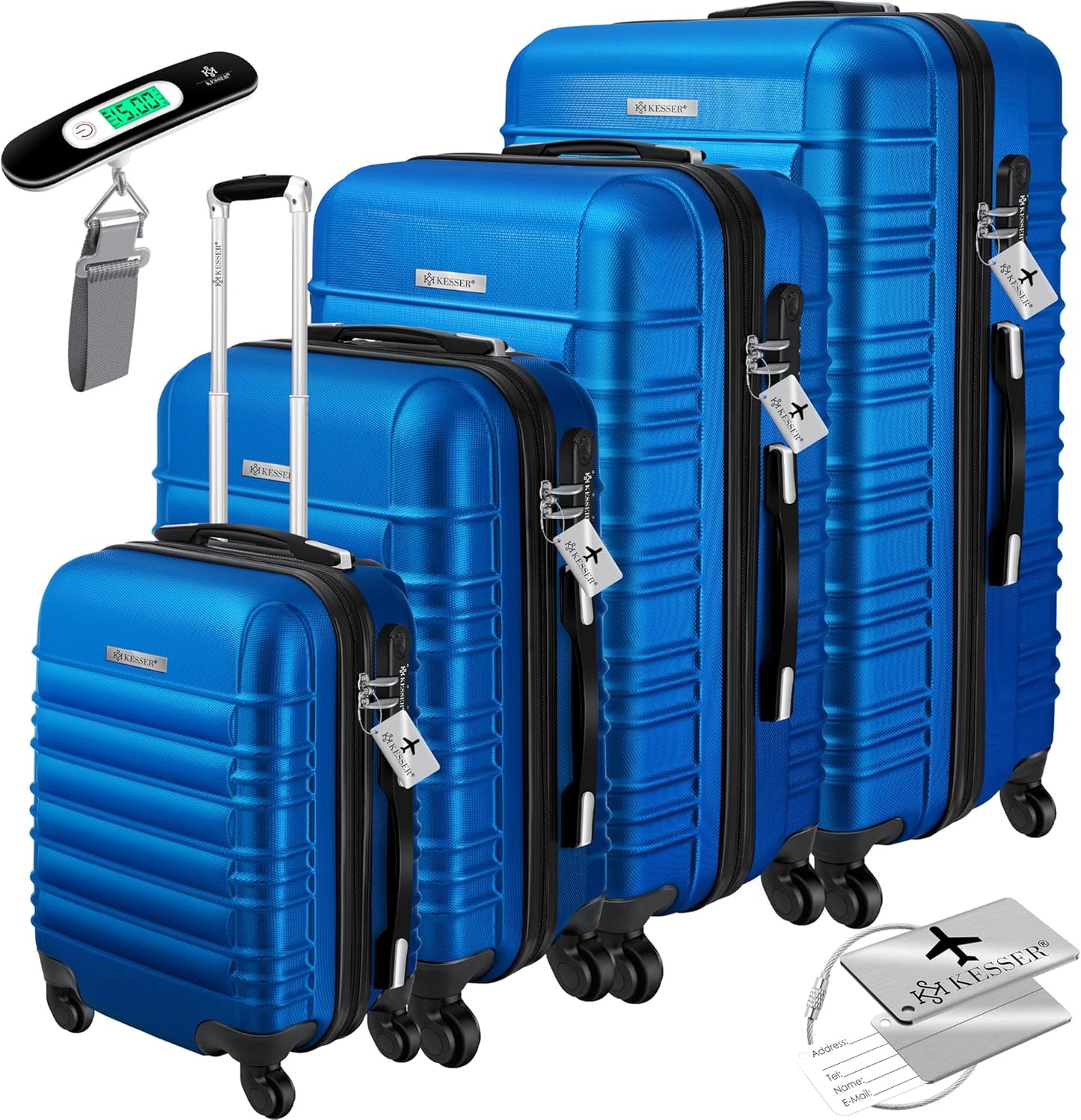 4-teiliges Hartschalenkofferset, Blau