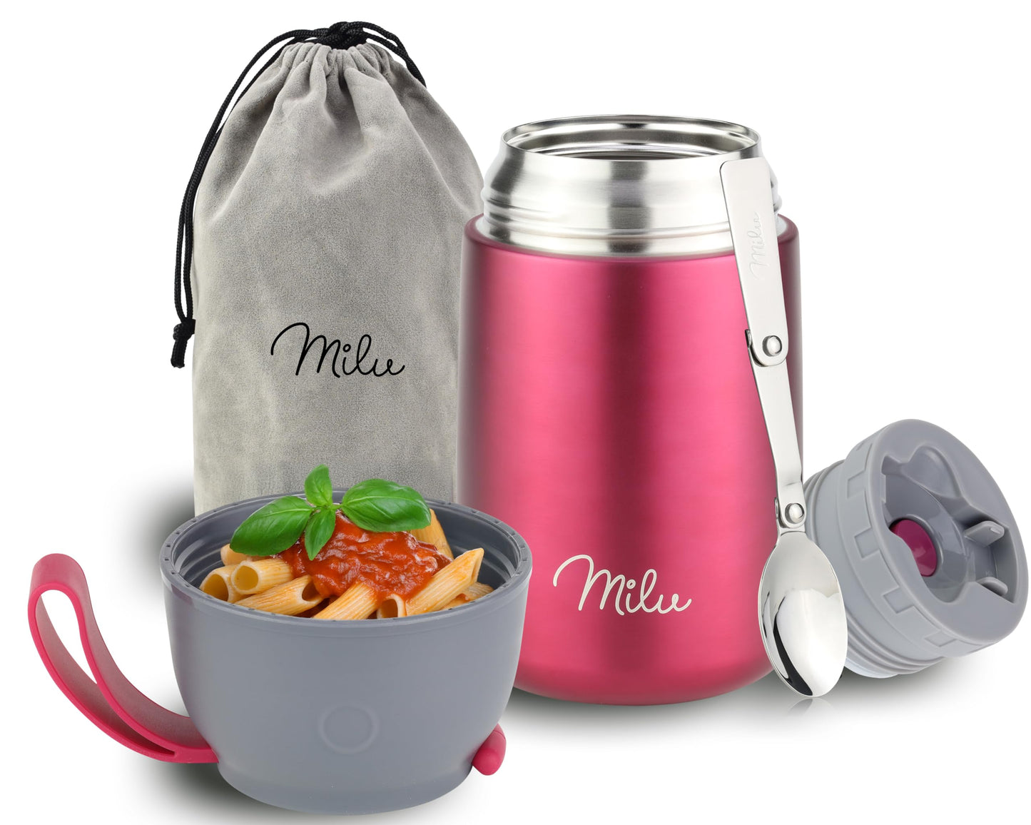 Thermobehälter für Essen mit Löffel, Berry 650 ml