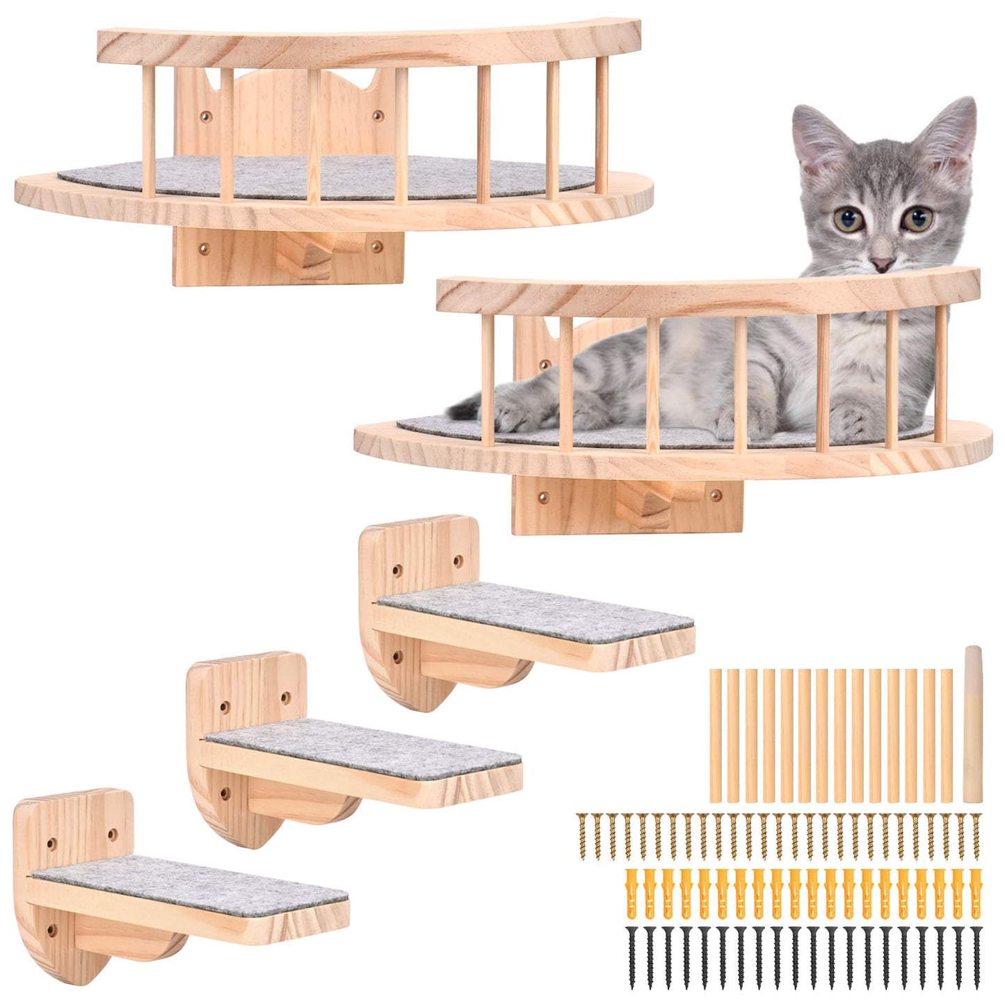 Katzenmöbel-Set mit 2 Böden und drei Kratz-Tritten