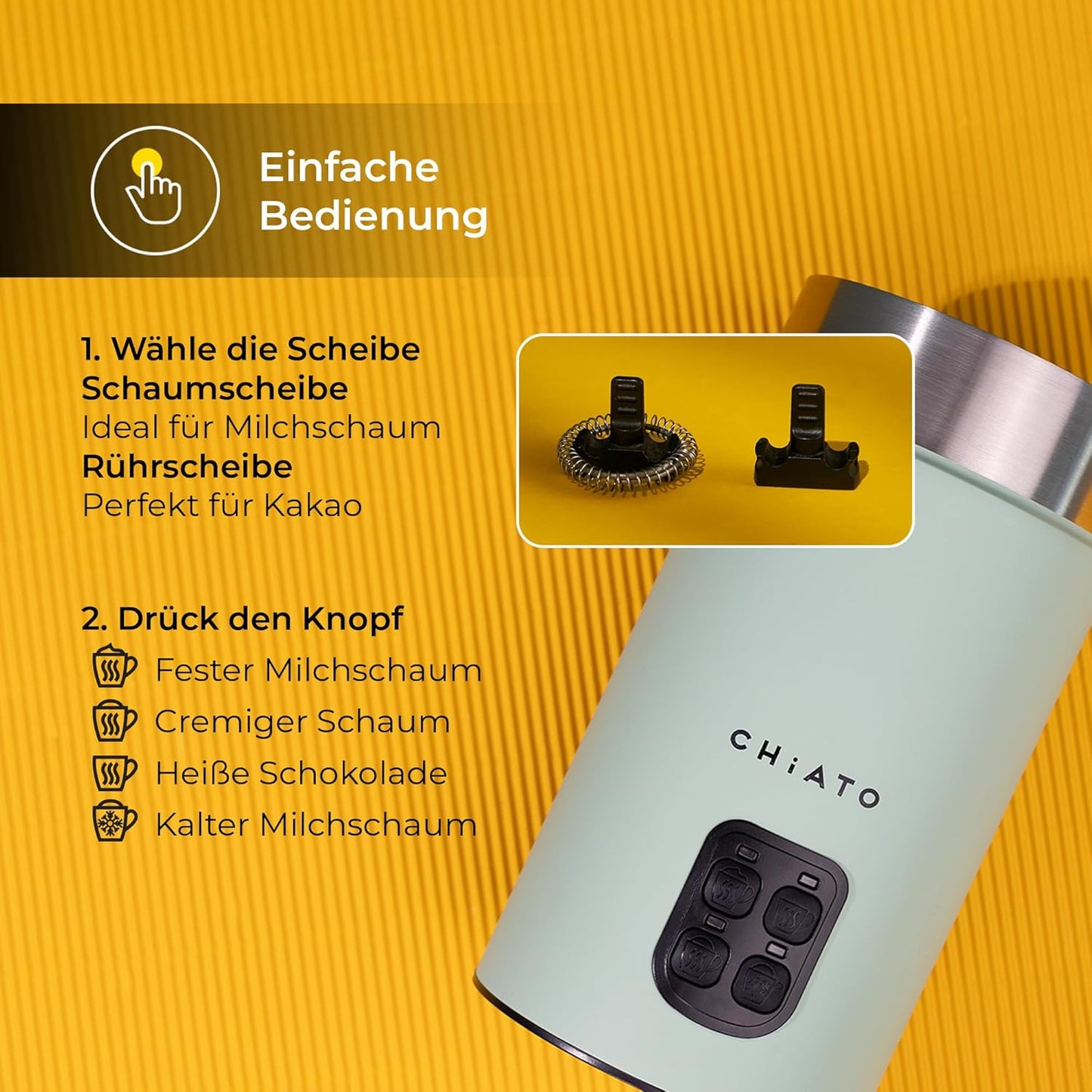 4-in-1 Elektrischer Milchaufschäumer & Milchkocher, Green