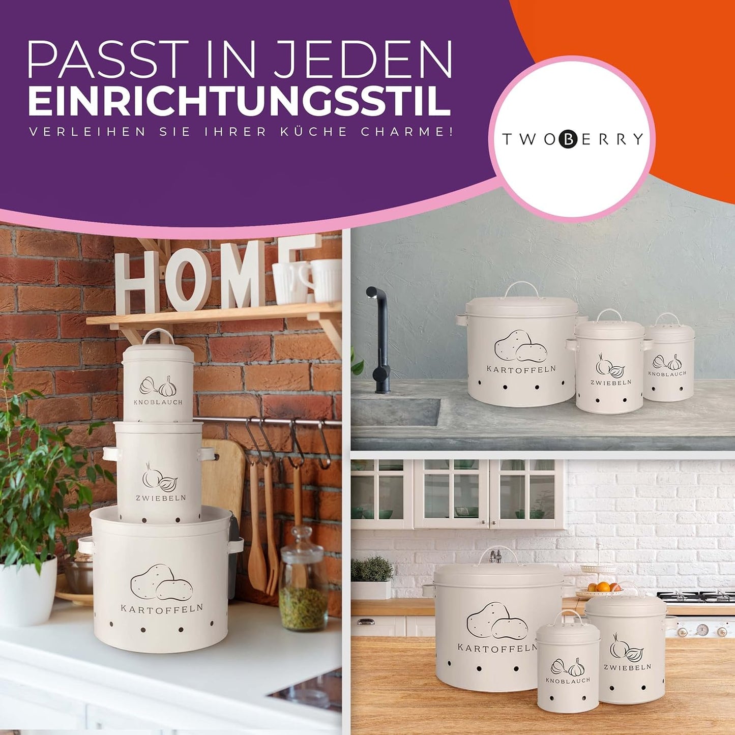 4-teiliges Aufbewahrungsbox-Set mit Sparschäler, Weiss