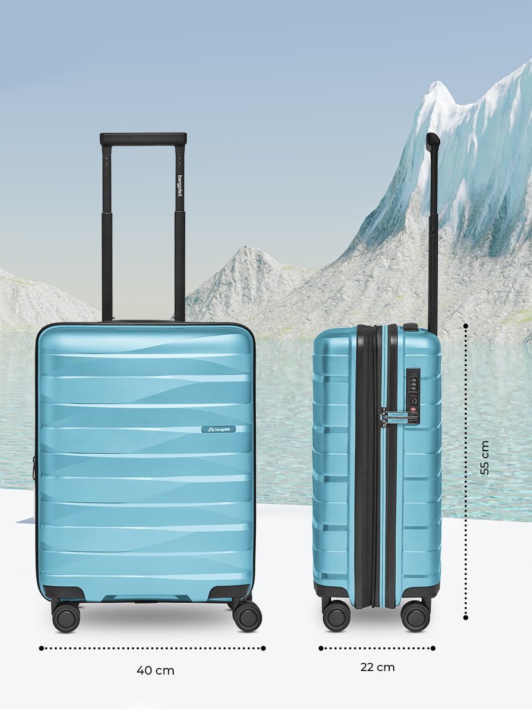 Kleiner Hartschalen Kabinen-Koffer, Glacier Blue Metallic Koffer S (55 cm) erweiterbar
