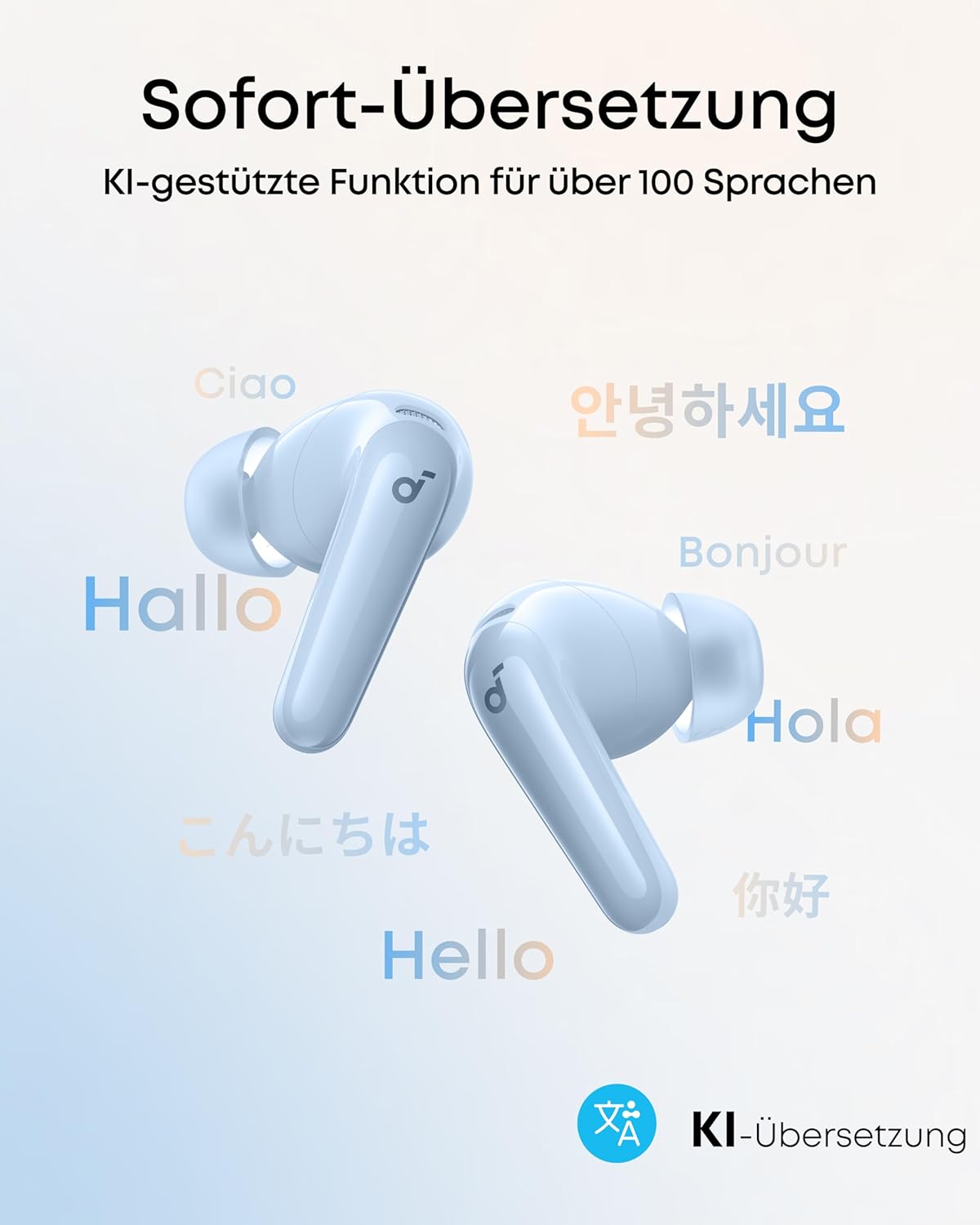 P31i Bluetooth-Kopfhörer mit KI-Übersetzer, Blau