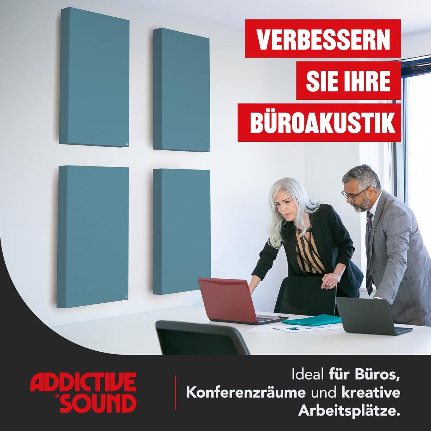 Schallabsorber Wandpaneel (Studioqualität, 100x50x11 cm), 100x50x11 cm Hellblau