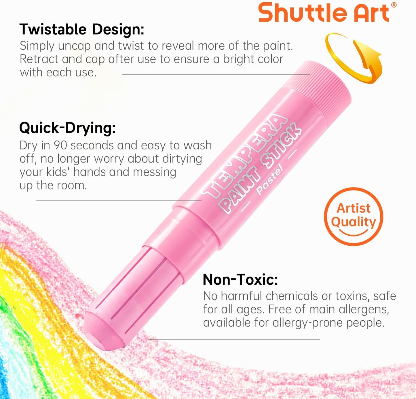 Tempera Malstifte-Set, 20 Pastell Farben