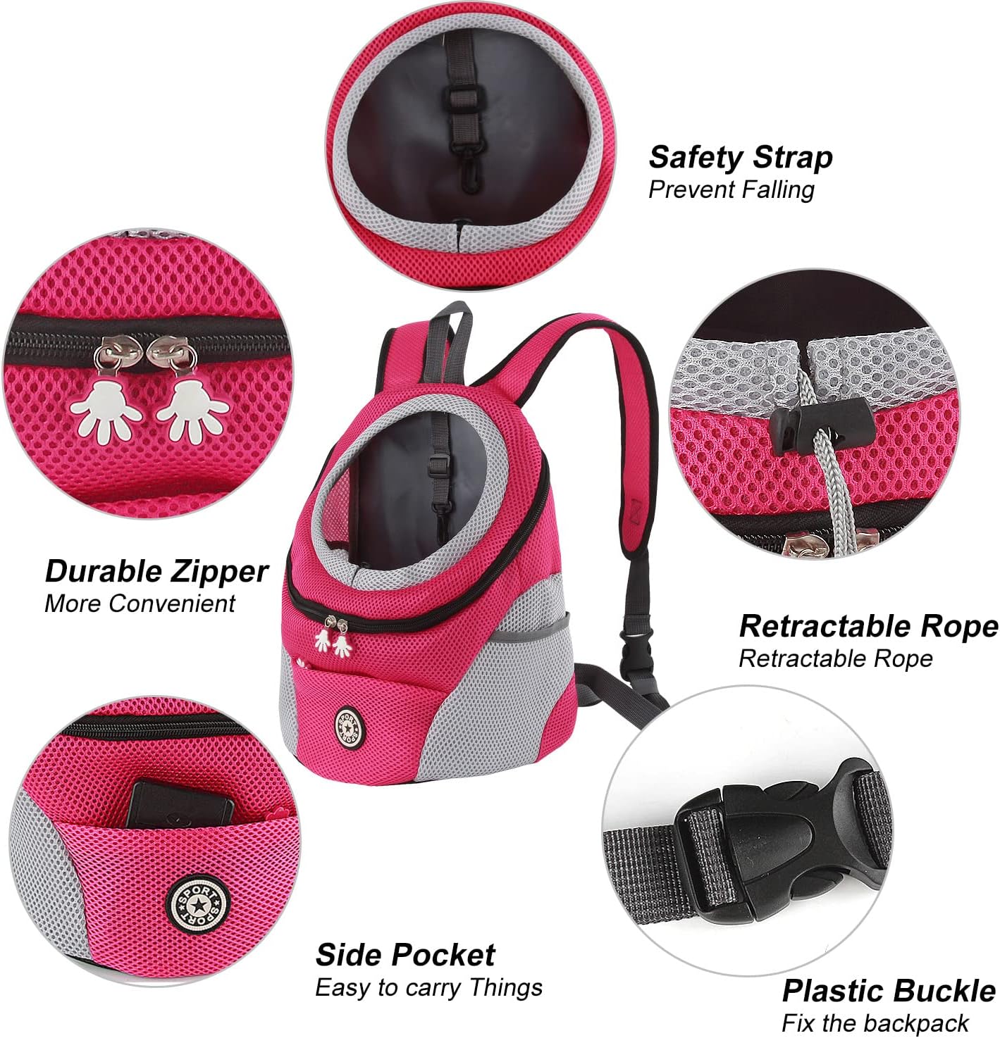 Hundetrage-Rucksack, Head-Out-Design, S Rosa Rot