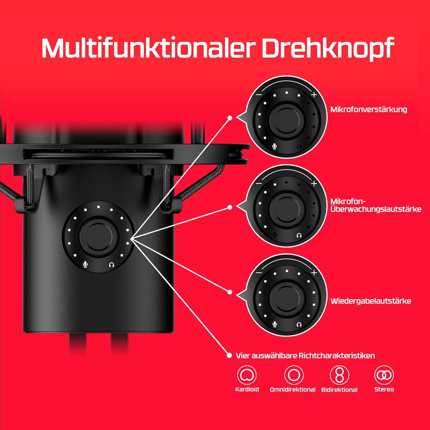 QuadCast 2 - USB-Mikrofon für Gaming & Streaming