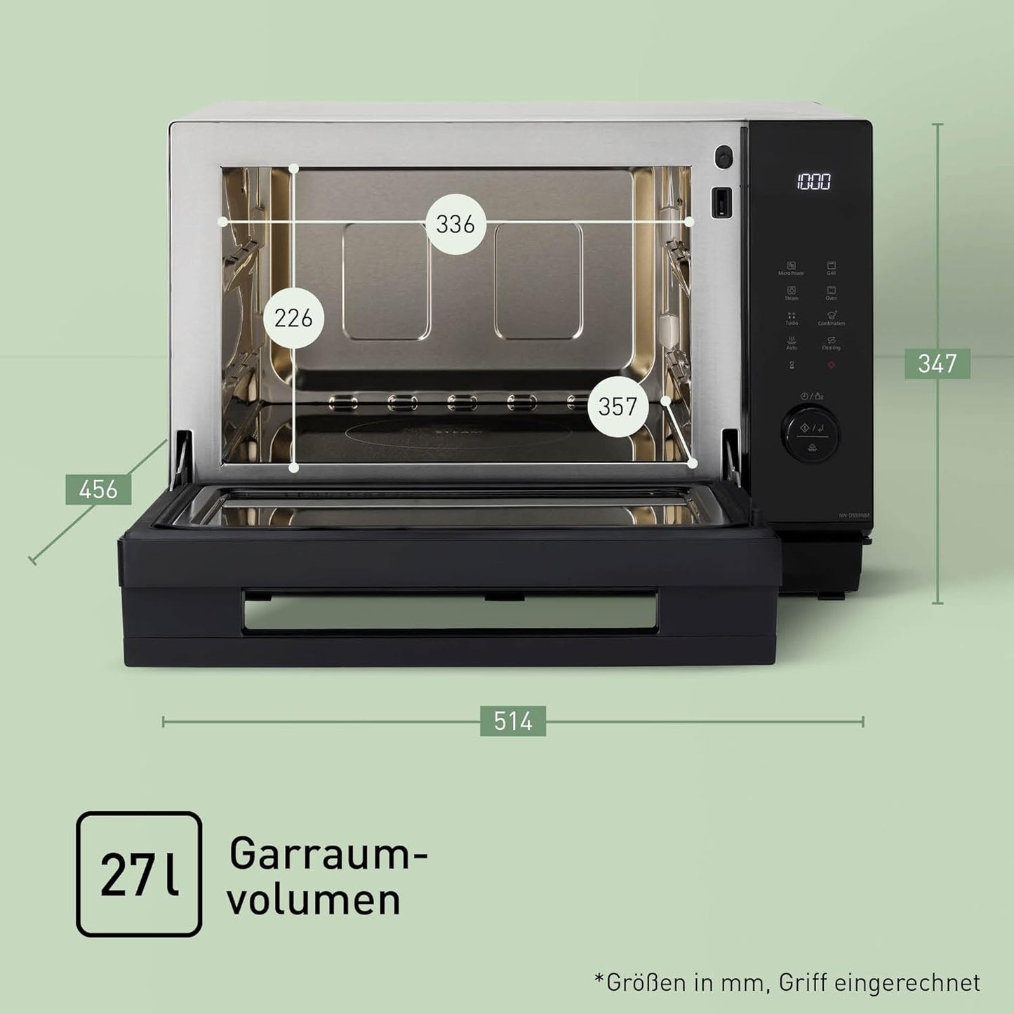 4-in-1 Kombi-Mikrowelle mit Grill, mit Ober-/Unterhitze (27L Garraum)