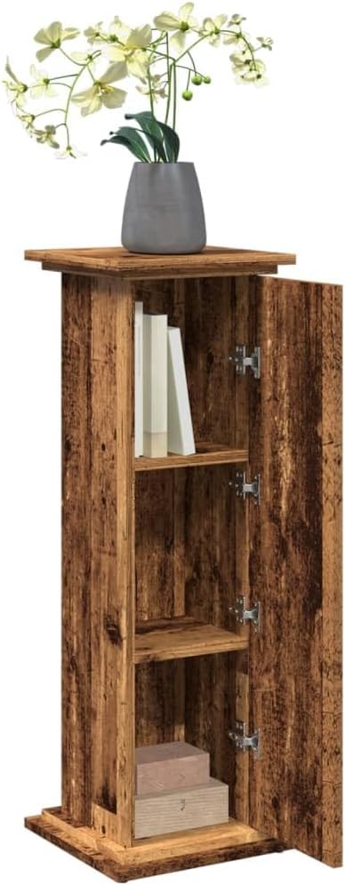 Postament mit Stauraum in Altholz-Optik, 31 x 30 x 90 cm Altholz
