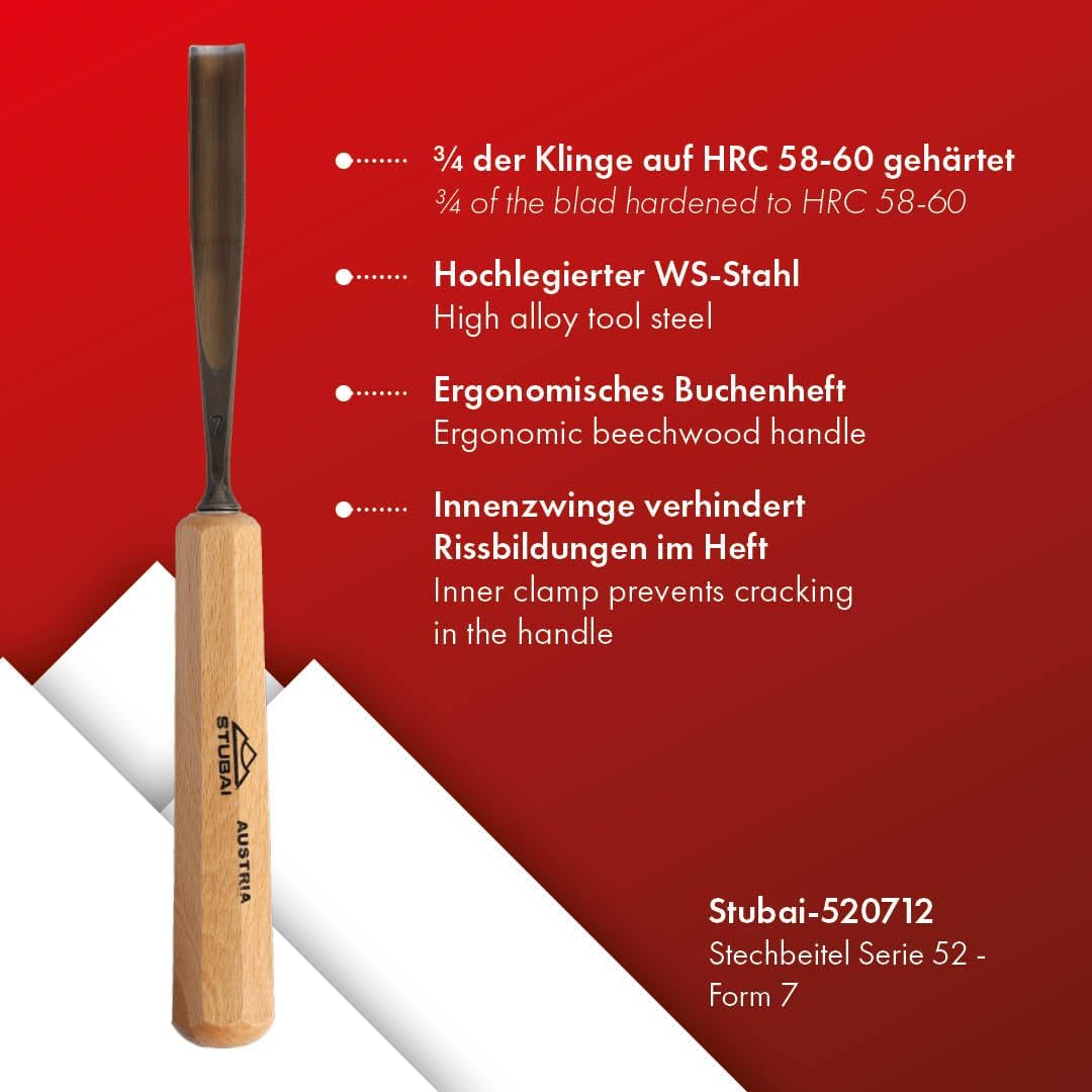 Stechbeitel Form 7, 12mm