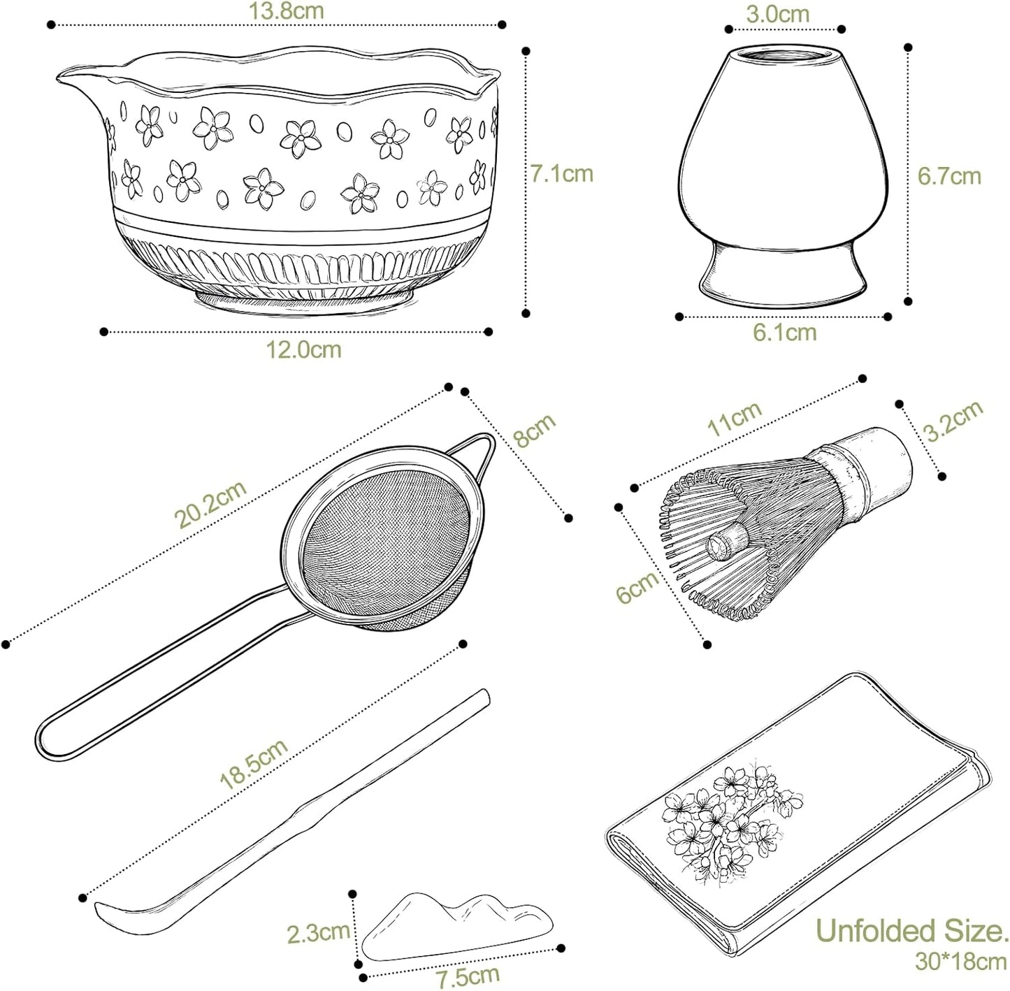 Premium Matcha Tee-Set, Matcha-farbe