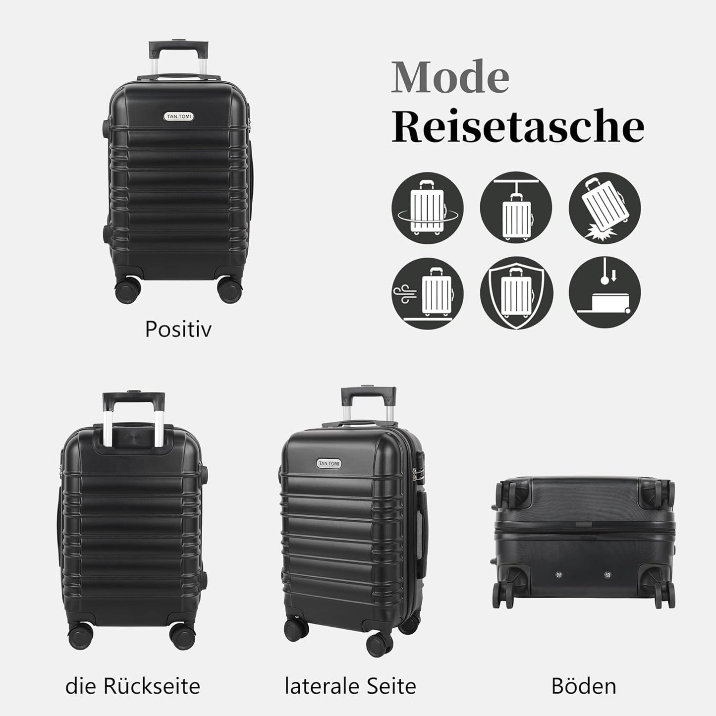 Hartschalen-Handgepäck Koffer, Schwarz M