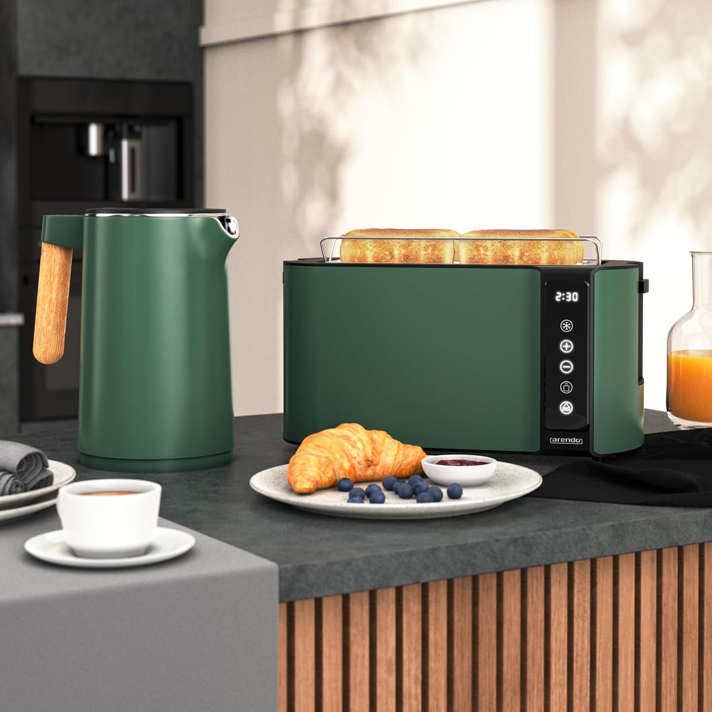 Frühstücksset: Wasserkocher & Toaster mit LED Display