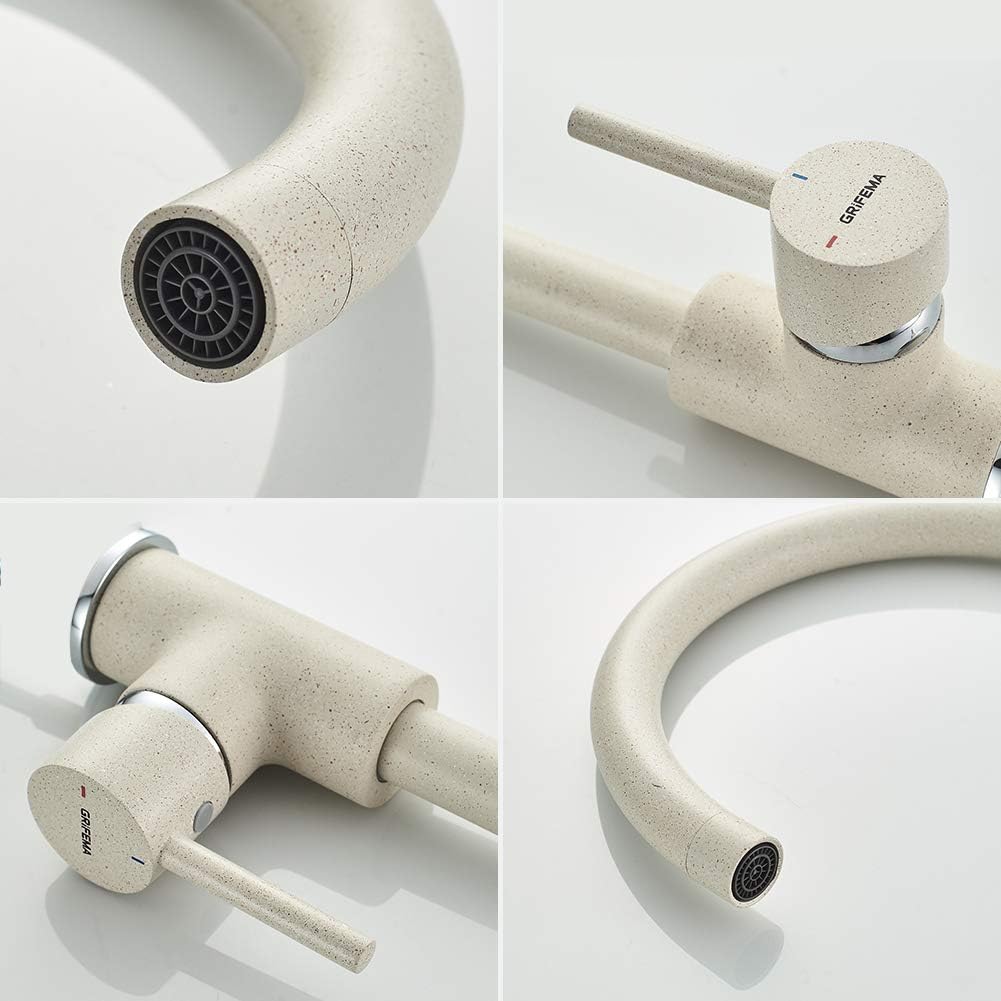 Irismart Küchenarmatur mit drehbarem Auslauf, Beige
