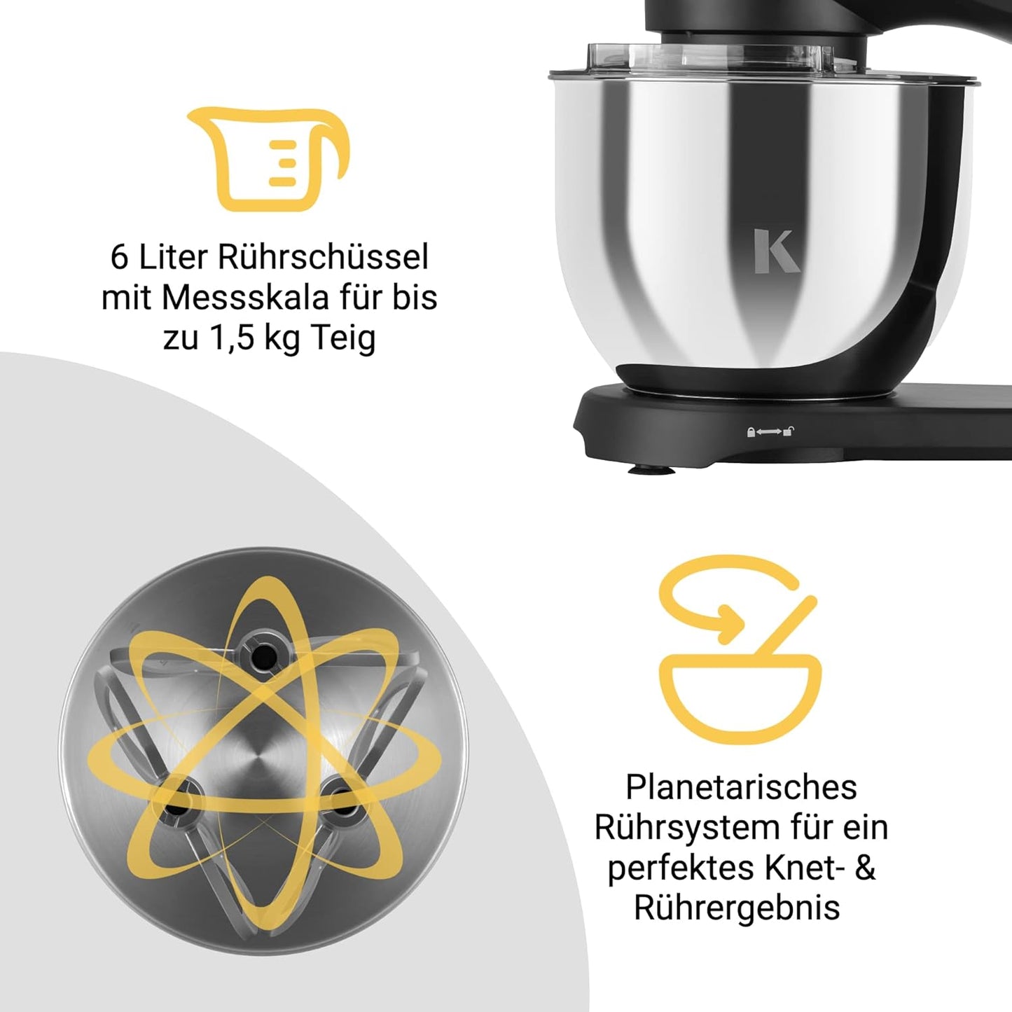 Küchenmaschine mit Planetenrührwerk, Premium Schwarz