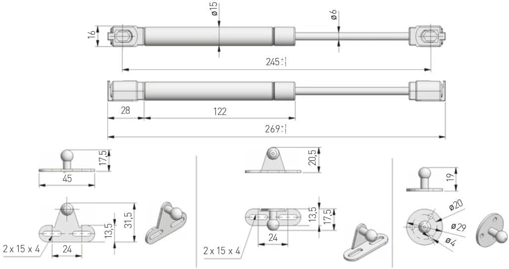 Gasdruckdämpfer-Set für Schranktüren, 10 80n