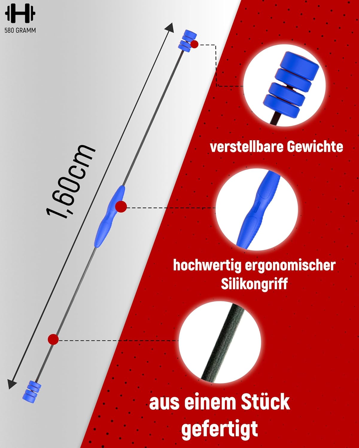Verstellbarer Schwingstab, Schwingstab 160cm Schwingstab rot