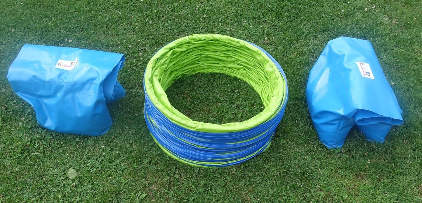 Agility Hundetunnel mit Stützsandsäcken, 3m, 3m limettengrün