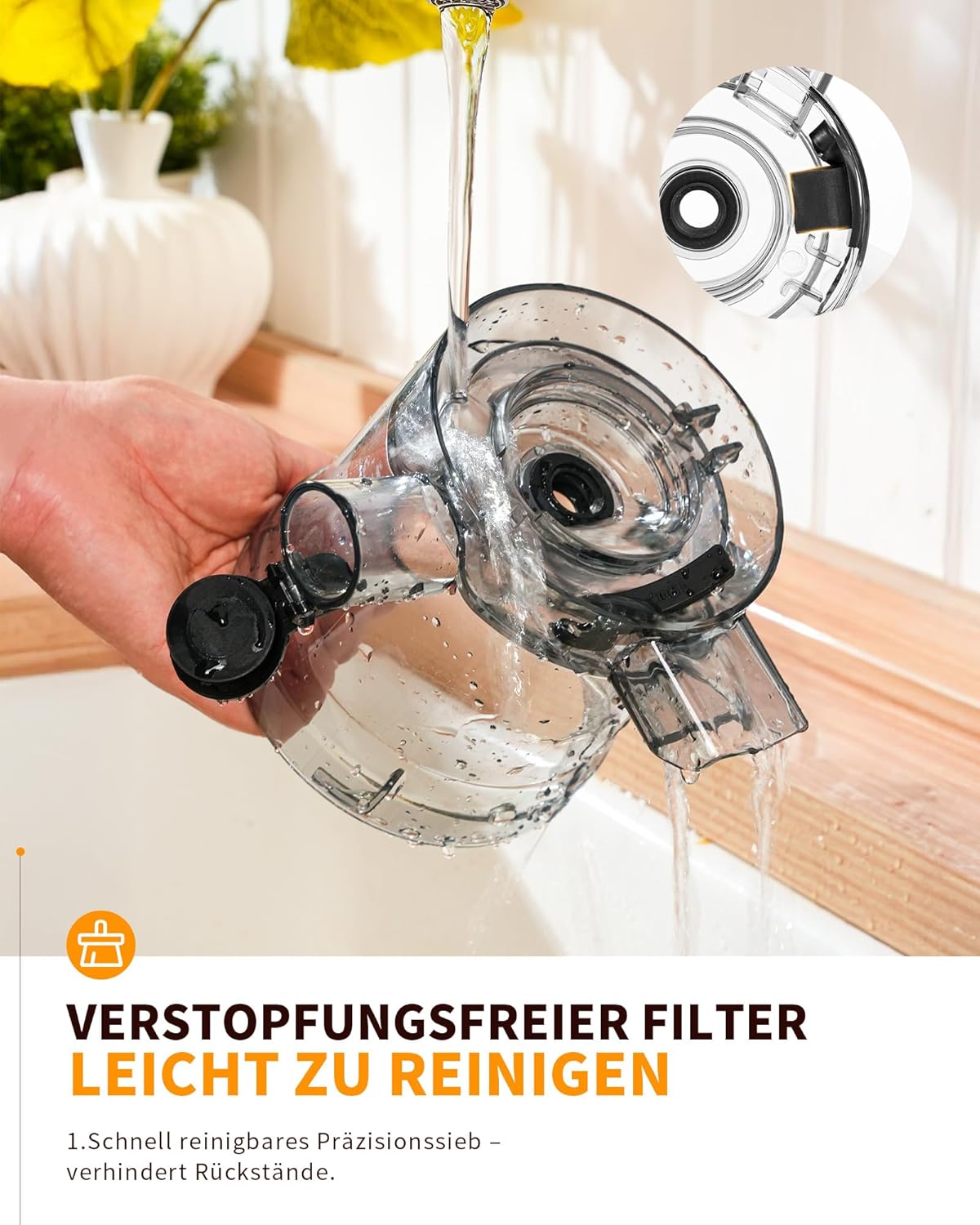 Slow Juicer mit breiter Einfüllöffnung, Dunkelgrau