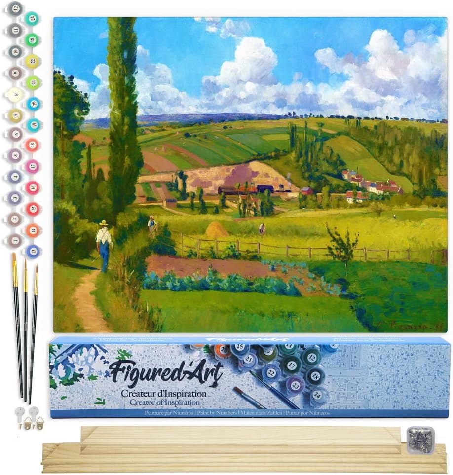 Malen nach Zahlen Set mit Rahmen, Paysage aux Pâtis in Pontoise 40x50cm Mit Keilrahmen (nicht gespannt)