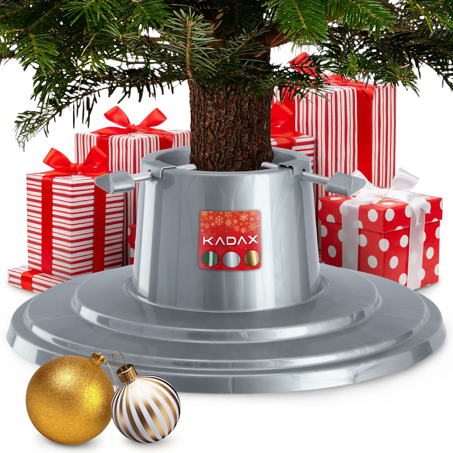 Weihnachtsbaumständer mit Wasserbehälter, Silber / Baumhöhe Bis 2m