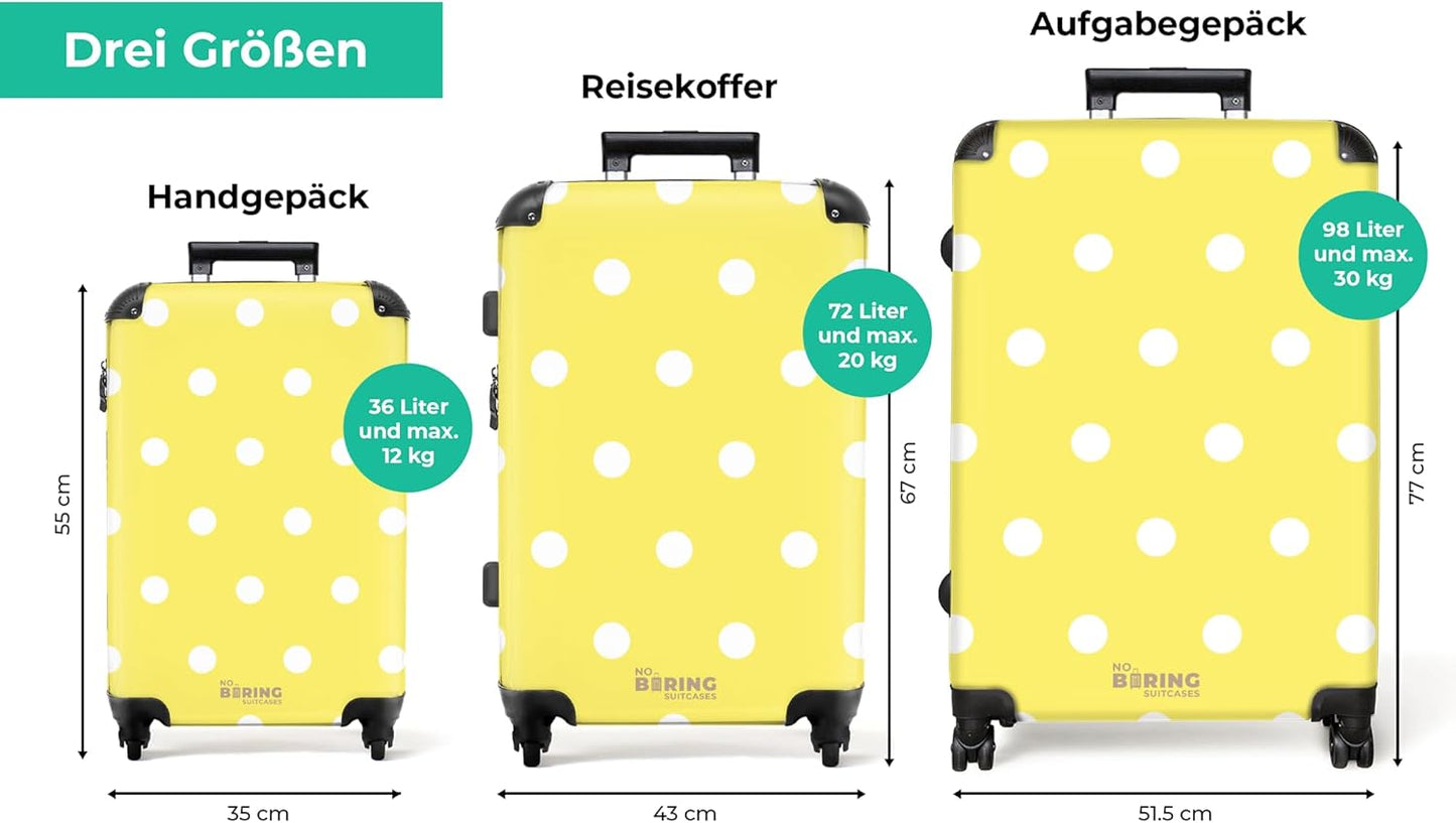 Grosser Hartschalenkoffer mit Rollen (77x51.5x28 cm), Punkte - Gelb L