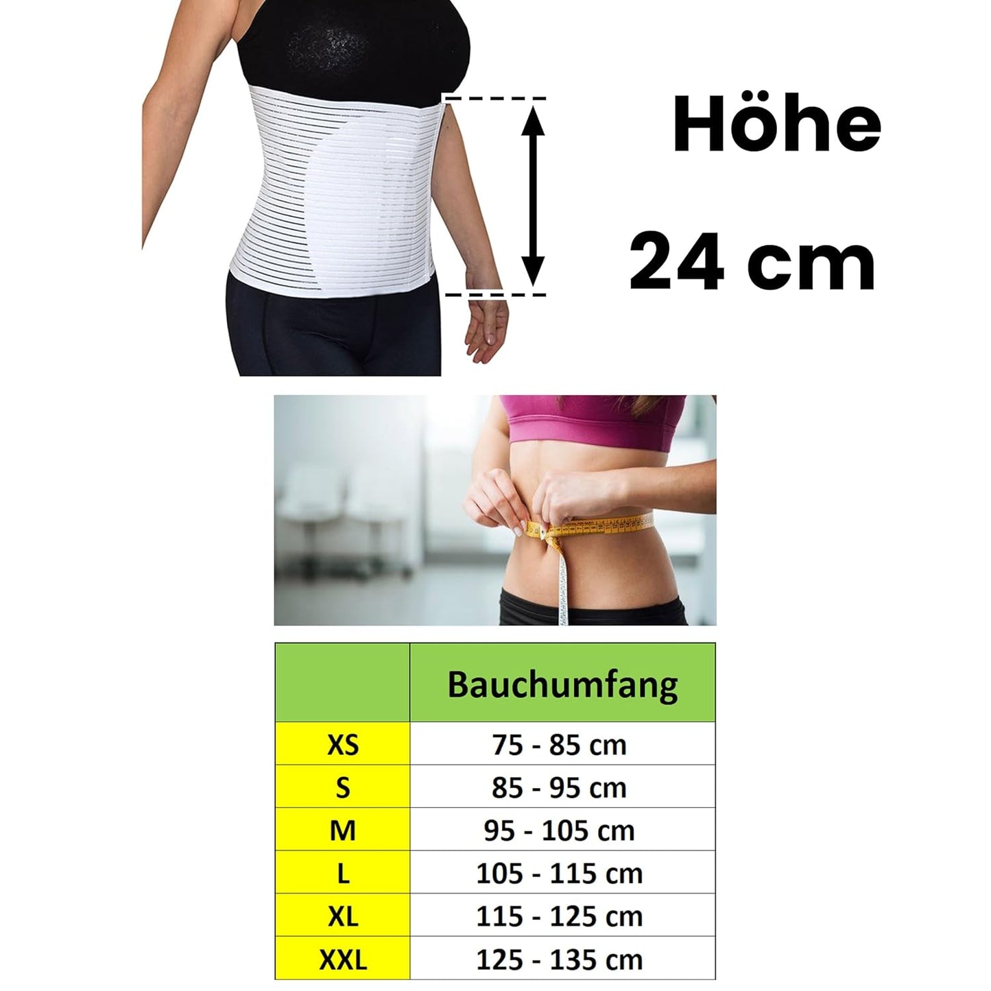 Postpartum Bauchgurt mit Rückenstütze, Schwarz S - 85/95 cm Bauchumfang