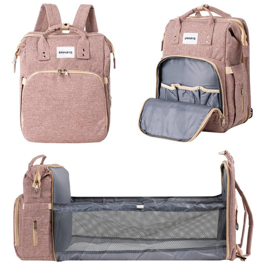 2-in-1 Wickelrucksack mit Wickelablage, Rosa