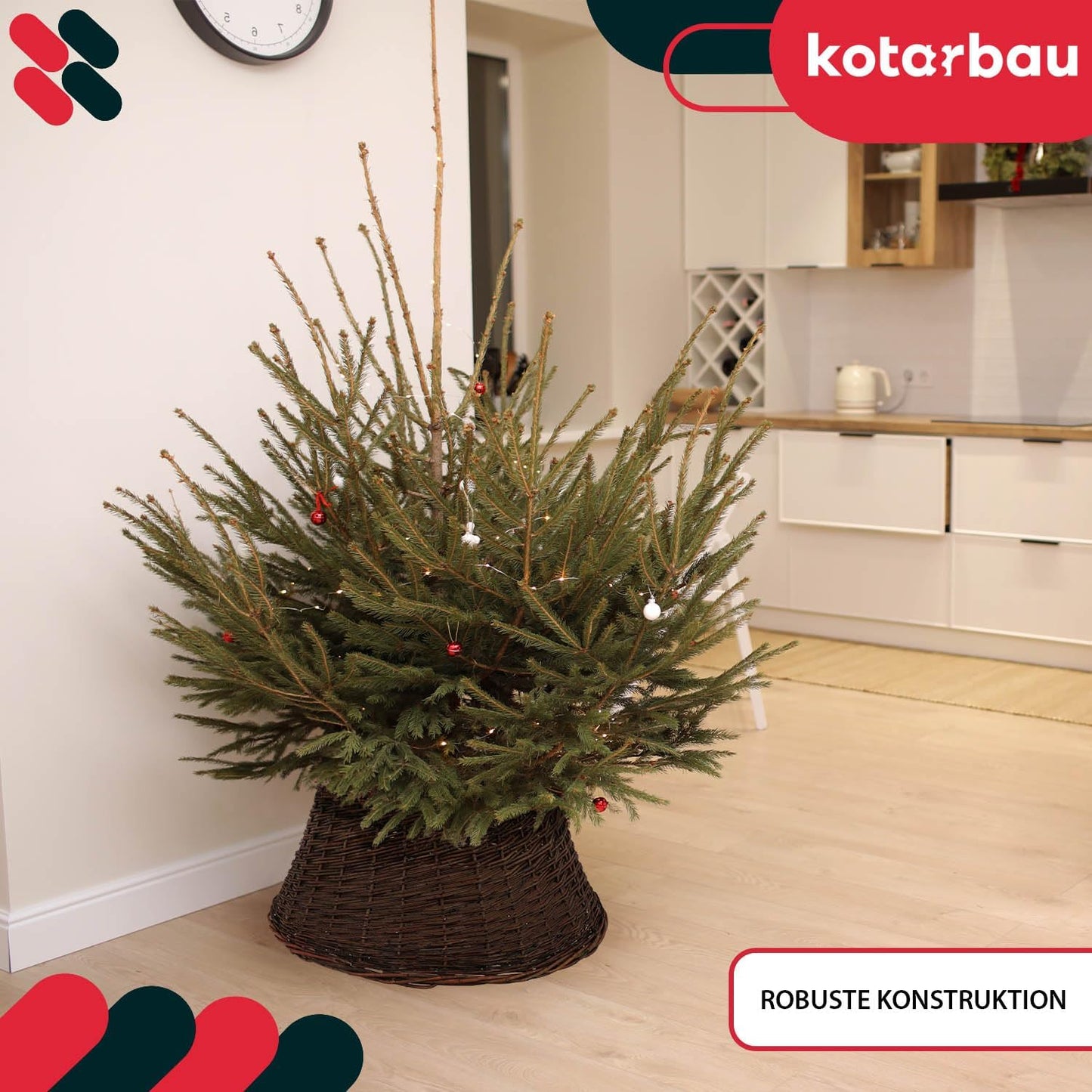 Weihnachtsbaum-Rock aus Weide, Dunkel Braun Ø 60 cm